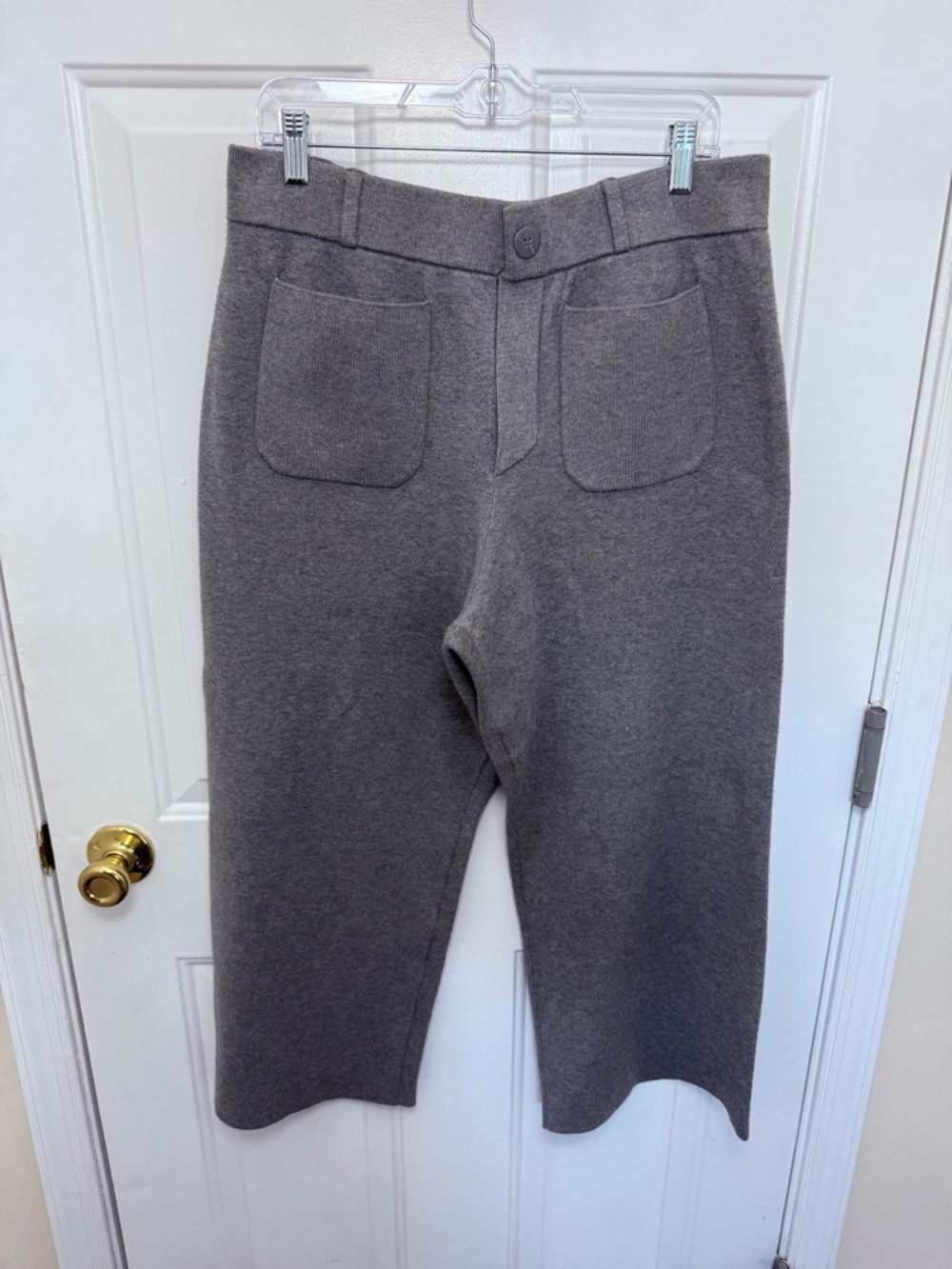 Maeve Colette Sweater Knit Crop Wide-Leg Pants — Medium Gray High-rise Capsule